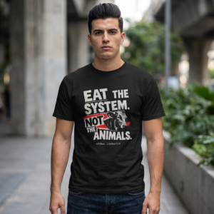 Camiseta Vegana de manga corta “Eat the System” – Camiseta revolución Animalista